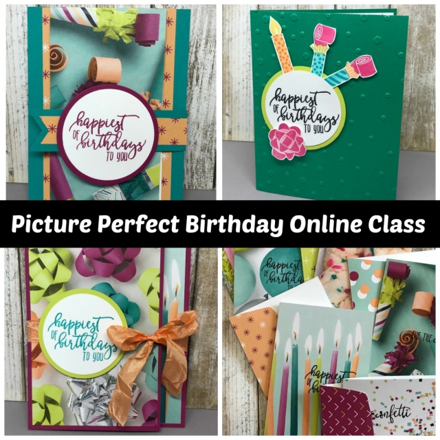 Tutorial for 4 different projects using Picture Perfect Birthday in Occasions Catalog from Stampin' Up! Projects by Jackie Bolhuis, Klompen Stampers #jackiebolhuis #klompenstampers