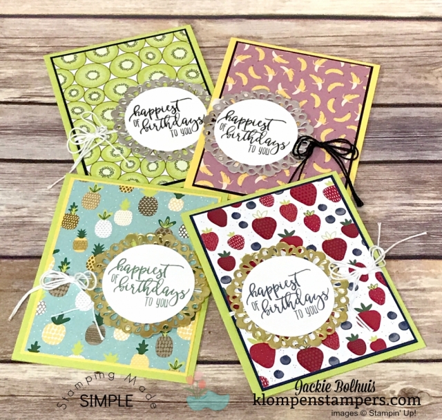 Quick & easy cards made using Tutti-Fruitti Designer Series Paper. Stamping Quick Tip video posted showing how easy to make.
