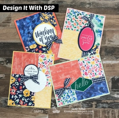4 Simple Handmade Cards Featuring Garden Impressions Designer Paper