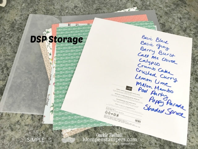 Craft paper storage tip. Write name of coordinating colors