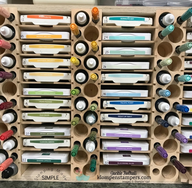Stampin' Up! rainbow of ink pad colors. Great storage solution for ink pads