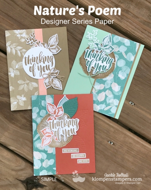 Card design ideas featuring stampin up nature's poem
