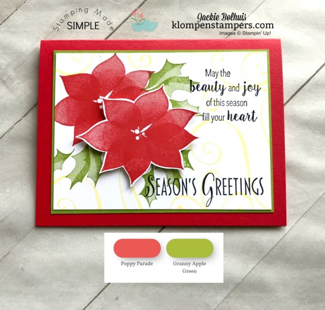 Poppy Parade and Granny Apple Green Color Combinations Featured on homemade Christmas card.