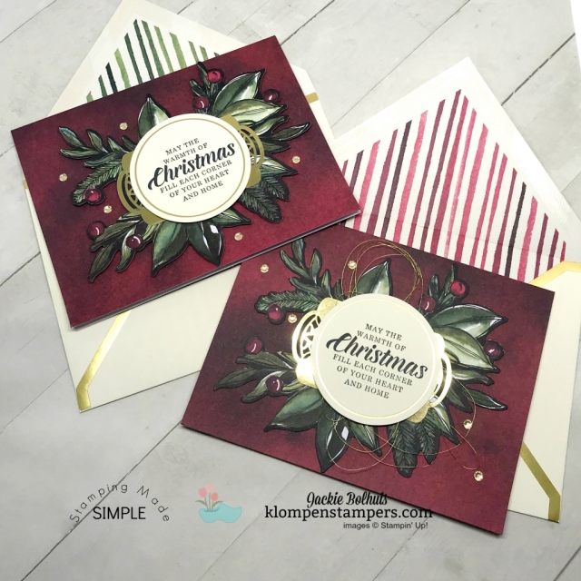 Beautiful Christmas Card Design Ideas with step-by-step instructions. Jackie Bolhuis, Klompen Stampers