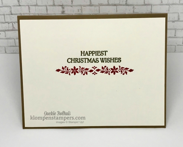 4 Christmas cards made with Dashing Deer bundle. VIDEO TUTORIAL included. Join me to see how easy it is to make these cute Christmas Cards. ~Jackie Bolhuis, Klompen Stampers #christmascards #cardmaking #greetingcards #stampinupcards #jackiebolhuis #klompenstampers