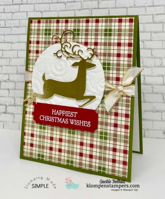 4 Christmas cards made with Dashing Deer bundle. VIDEO TUTORIAL included. Join me to see how easy it is to make these cute Christmas Cards. ~Jackie Bolhuis, Klompen Stampers #christmascards #cardmaking #greetingcards #stampinupcards #jackiebolhuis #klompenstampers