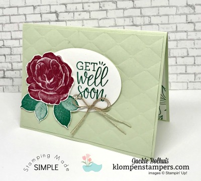 Video Tutorial! Today I'm sharing an Easy Get Well card that you can make. Join me for step-by-step instructions! #cardmaking #stampinup #papercrafting #jackiebolhuis #klompenstampers