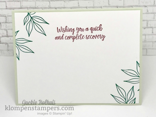 Easy Get Well Card Video Tutorial! Today I'm sharing an easy card that you can make. Join me for step-by-step instructions! #cardmaking #stampinup #papercrafting #jackiebolhuis #klompenstampers