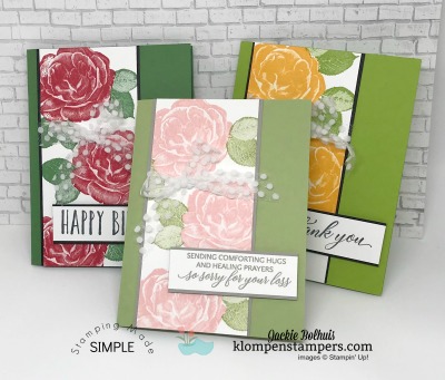 Any Occasion Cards made quick, easy, & beautifully. Join Jackie Bolhuis with Klompen Stampers for this step by step card making tutorial. #greetingcards #cardmaking #stampinupcards #jackiebolhuis #klompenstampers