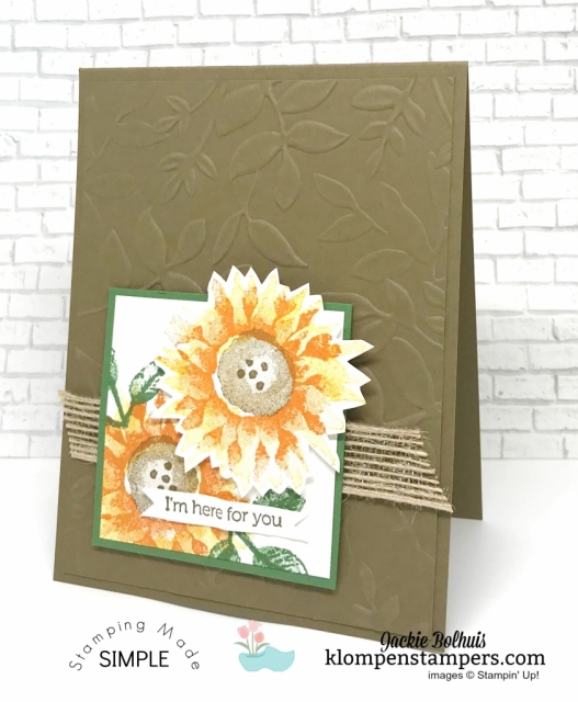 Painted Harvest Card with video tutorial including lots of card making tips. Join Jackie Bolhuis with Klompen Stampers and watch how quick and easy this handmade greeting card is to make! #cardmaking #greetingcards #stampinupcards