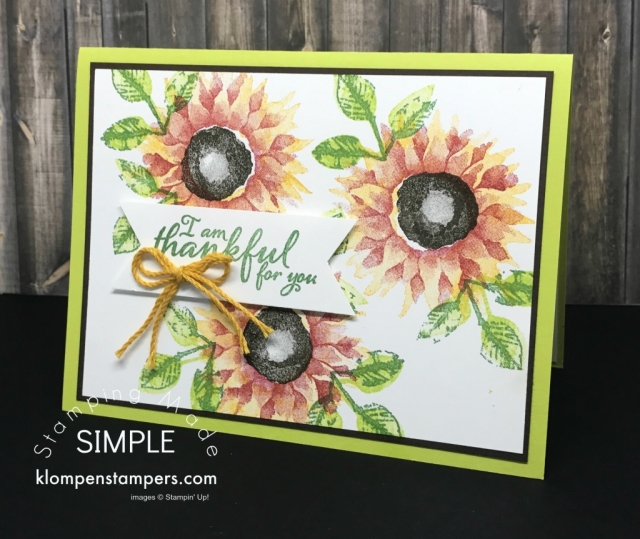 Painted Harvest Card with video tutorial including lots of card making tips. Join Jackie Bolhuis with Klompen Stampers and watch how quick and easy this handmade greeting card is to make! #cardmaking #greetingcards #stampinupcards