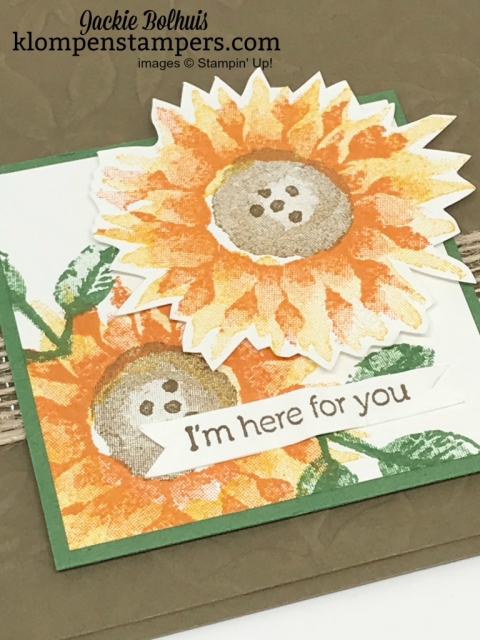 Painted Harvest Card with video tutorial including lots of card making tips. Join Jackie Bolhuis with Klompen Stampers and watch how quick and easy this handmade greeting card is to make! #cardmaking #greetingcards #stampinupcards