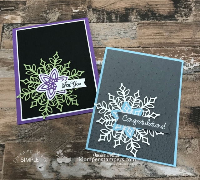 DIY: 2 handmade cards video tutorial. Learn how to make these two fabulous greeting cards. If you love handmade card designs that serve multiple uses like congratulations cards, thank you cards, thinking of you cards, Christmas cards, etc. then this is the perfect tutorial for you! #cardmaking #greetingcards #stampinupcards #jackiebolhuis #klompenstampers