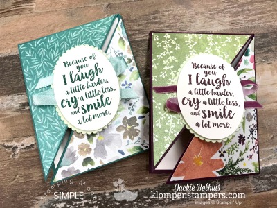 Triangle Fun Fold Card & Video Tutorial by Jackie Bolhuis. Watch Jackie teach this fun and unique card fold...lots of greeting card designs shared here! #cardmaking #greetingcards #stampinupcards #jackiebolhuis #klompenstampers