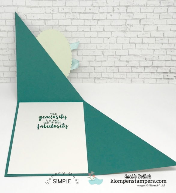 Triangle Fun Fold Card & Video Tutorial by Jackie Bolhuis. Watch Jackie teach this fun and unique card fold...lots of greeting card designs shared here! #cardmaking #greetingcards #stampinupcards #jackiebolhuis #klompenstampers