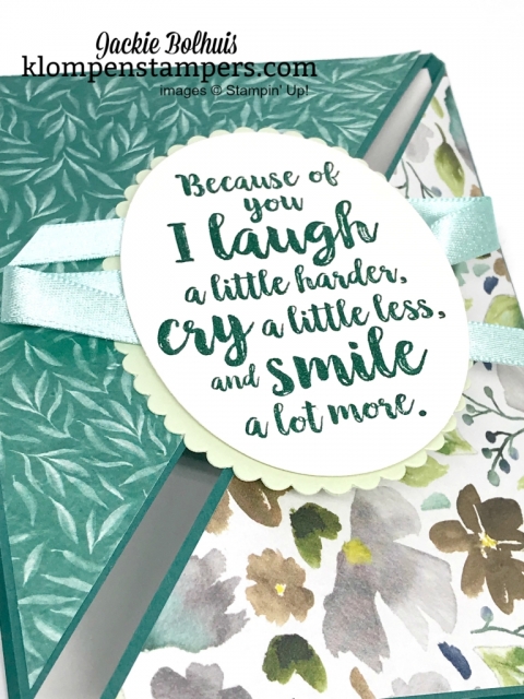 Triangle Fun Fold Card & Video Tutorial by Jackie Bolhuis. Watch Jackie teach this fun and unique card fold...lots of greeting card designs shared here! #cardmaking #greetingcards #stampinupcards #jackiebolhuis #klompenstampers