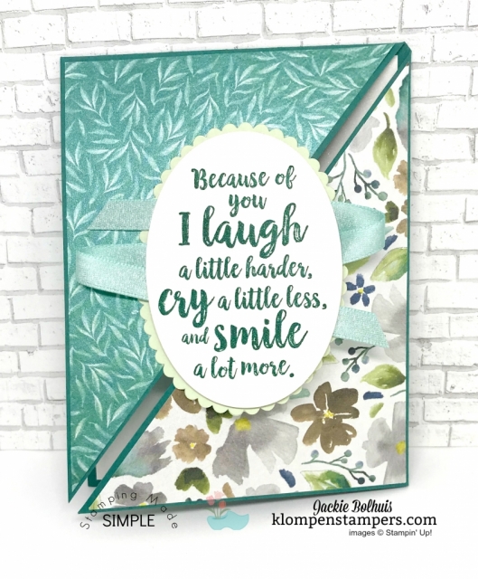 Triangle Fun Fold Card & Video Tutorial by Jackie Bolhuis. Watch Jackie teach this fun and unique card fold...lots of greeting card designs shared here! #cardmaking #greetingcards #stampinupcards #jackiebolhuis #klompenstampers