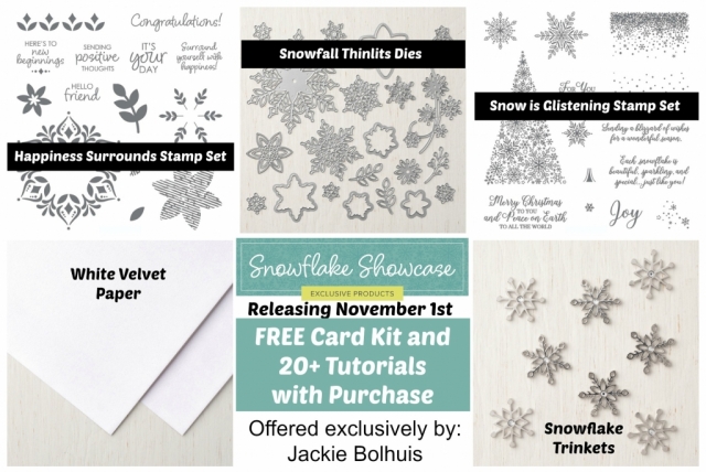 Snowflake Showcase: New Card Making Designs! From Christmas Cards to All Occasion cards these greeting cards and new stamp sets are loaded with fun. Jackie Bolhuis shares a video tutorial showing you lots of ideas made with this new set. Click to view. #greetingcards #cardmaking #stampinupcards #christmascards #jackie Bolhuis #klompenstampers