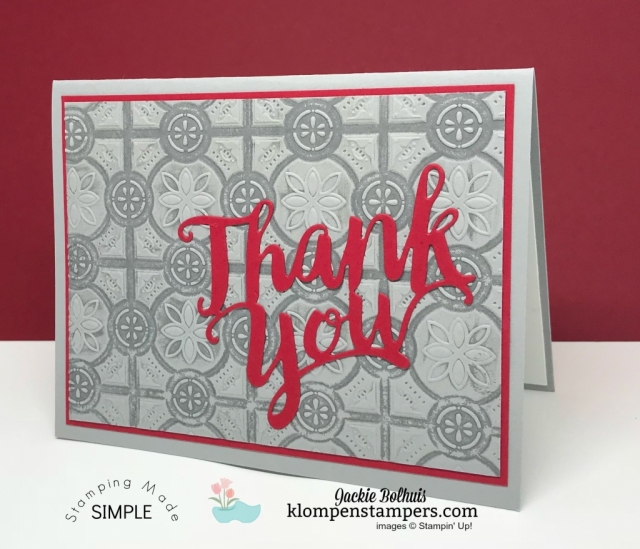 Thank You Card Made with Ink + Embossing Folder