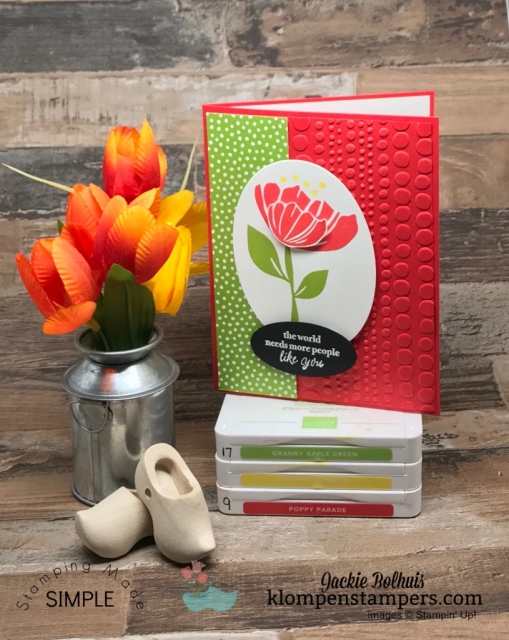 Red-Dot-Patterned-Embossed-Card-Front-With-Flower-on-Front