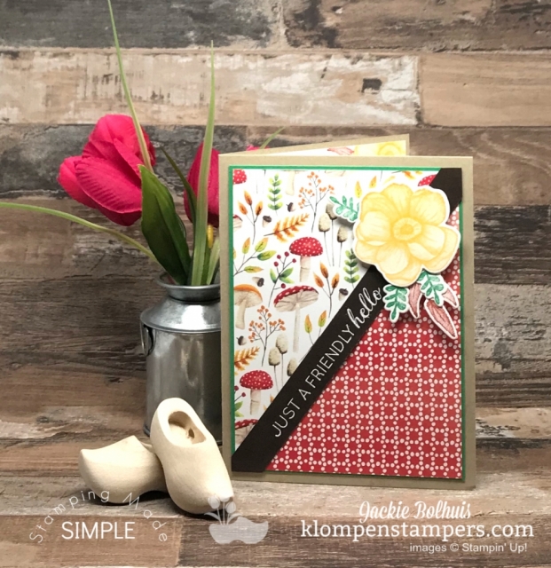 Quick-Greeting-Card-Handmade-with-Red-and-Mushroom-Designer-Paper-plus-a-yellow-flower Quick-Greeting-Card-Handmade-with-Red-and-Mushroom-Designer-Paper-plus-a-yellow-flower