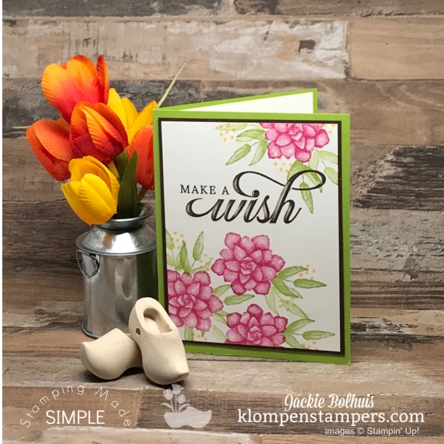 Make A Wish Birthday Card with Pink Flowers and Green Leaves Make A Wish Birthday Card with Pink Flowers and Green Leaves