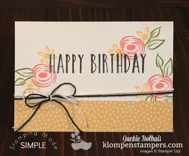 SIP Stamping with Perennial Birthday with Pink Flowers and Yellow Trim