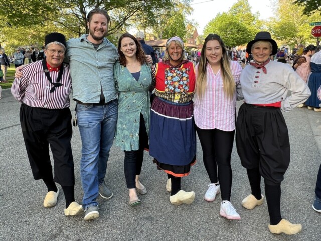 photo of klompen dancers during the tulip time dutch dancing.  The name Klompen Stampers came from the dutch name Klompen Dancers