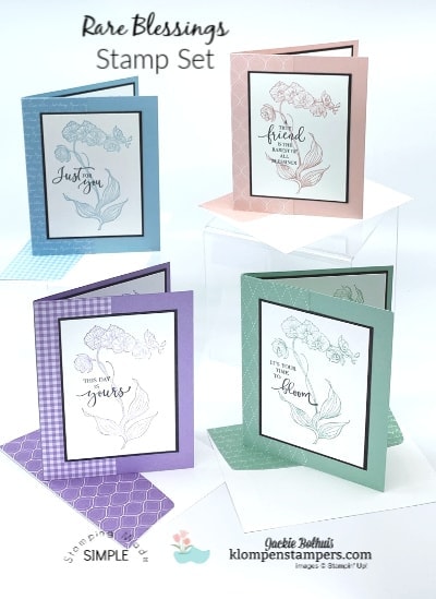 4-Simple-Greeting-Cards-Handmade-Stamped in-Monochromatic-Colors
