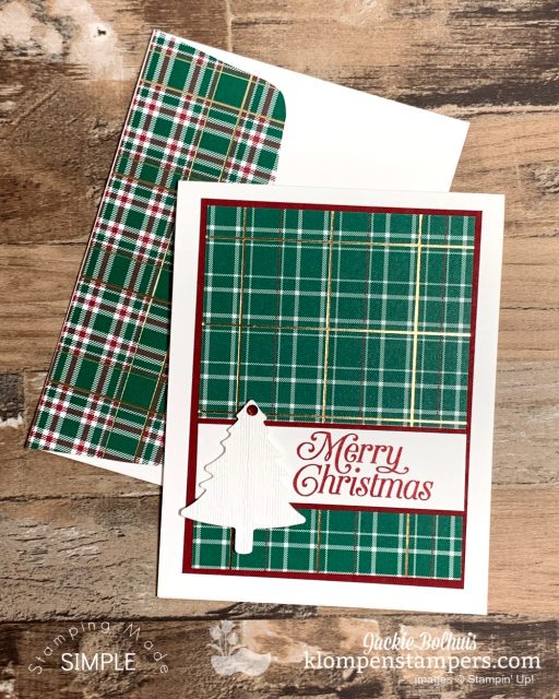 Simple-christmas-card-making-with-pine-trees-and-plaid-paper