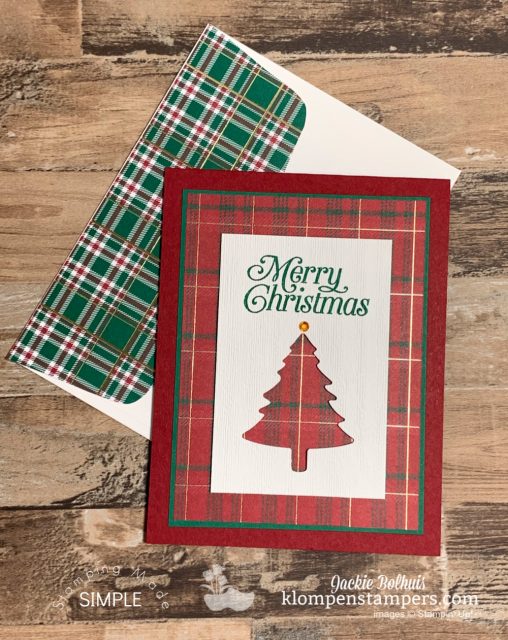 Simple-christmas-card-making-with-pine-trees-and-plaid-paper