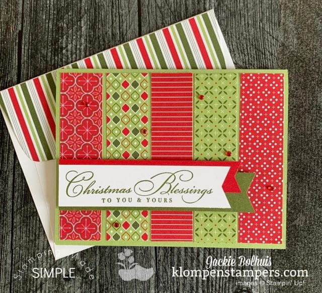 Simple card layouts work for Christmas and beyond when you just change the paper and stamped greeting.