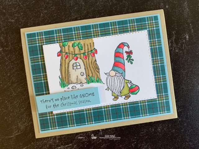 Grab the Plaid Tidings designer paper, your Stampin' Blends alcohol markers and you've got a cute DIY Christmas card.