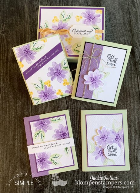 These are 5 of the 11 unique cards you can make with the Stampin' Up! Gorgeous Posies card kit