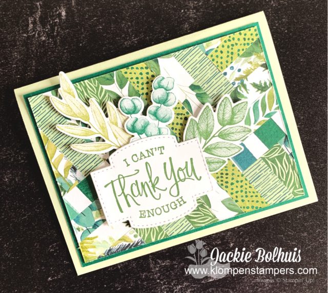 Make a simple thank you card with strips of designer or scrapbook paper