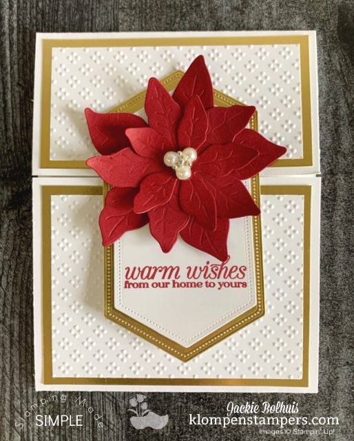 Nothing says elegant card more than white cardstock, gold foil, and red poinsettia.