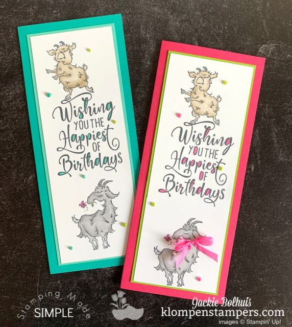 Easy slim line card ideas with the Stampin' Up! Way to Goat stamp set.