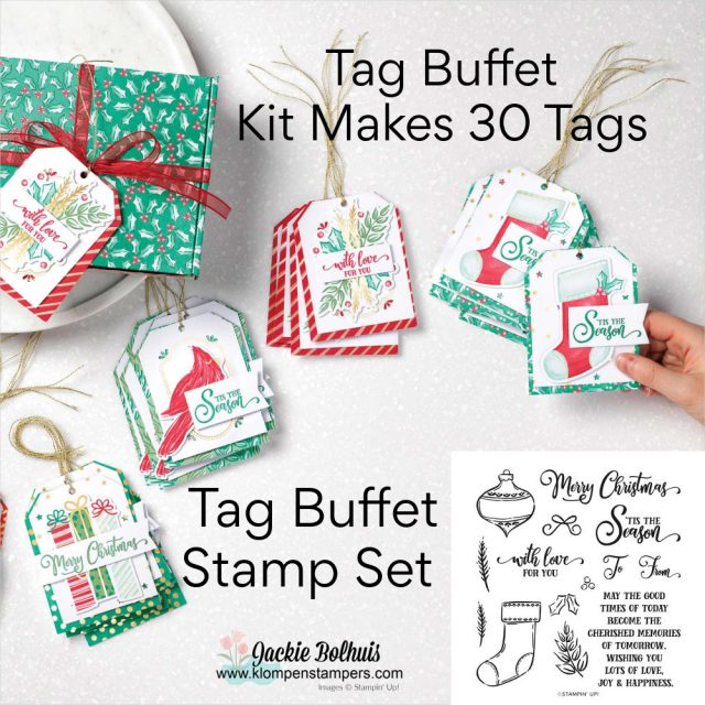 Order your Tag Buffet Project kit here and get your Christmas tags made easily.
