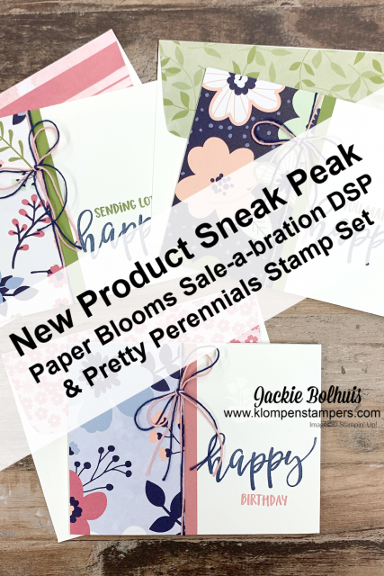 Stampin' Up! Sale-A-Bration Paper Blooms designer paper pairs well with the 'Pretty Perennials' stamp set. 
