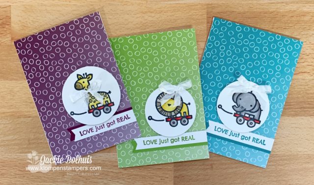 These colors are perfect for baby boy cards and these handmade cards only take a few minutes to make.