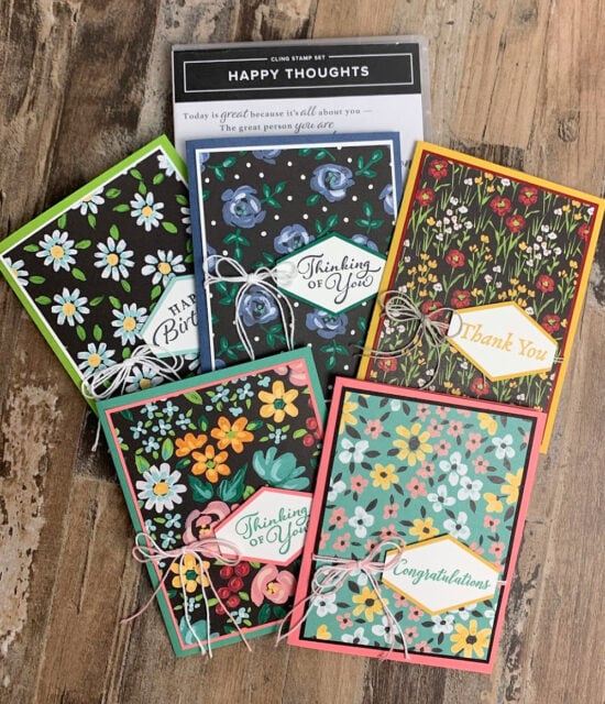 5 awesome handmade cards you can make in minutes AND with designer paper you can earn for free.