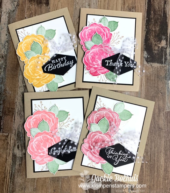 Learn this card making method to save time. Stamp, punch, cut and assemble in a batch process.
