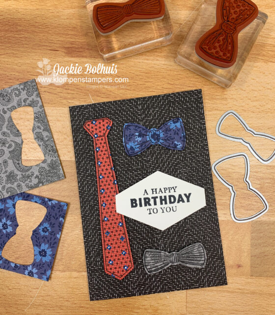 I used the die cuts on this happy birthday card for Dad.