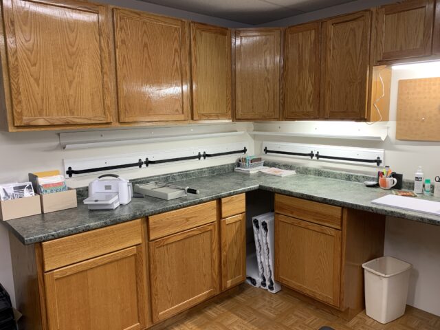 Counters for my craft storage before the room renovation.