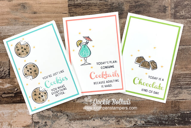 4 Fun Homemade Cards that feature all the best in life...coffee, cookies, chocolate and cocktails.