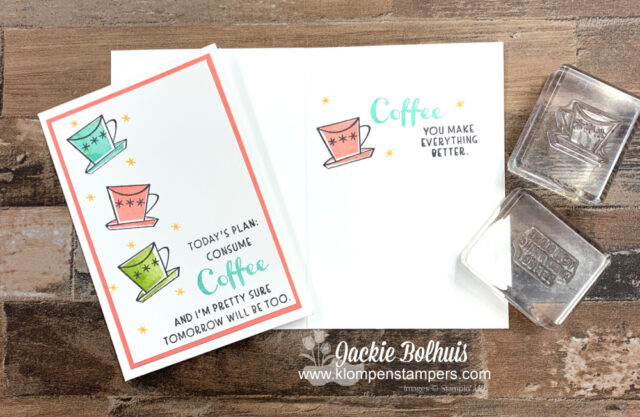 This fun homemade card features the Stampin' Up! Nothing's Better than stamp set; specifically for all you coffee lovers