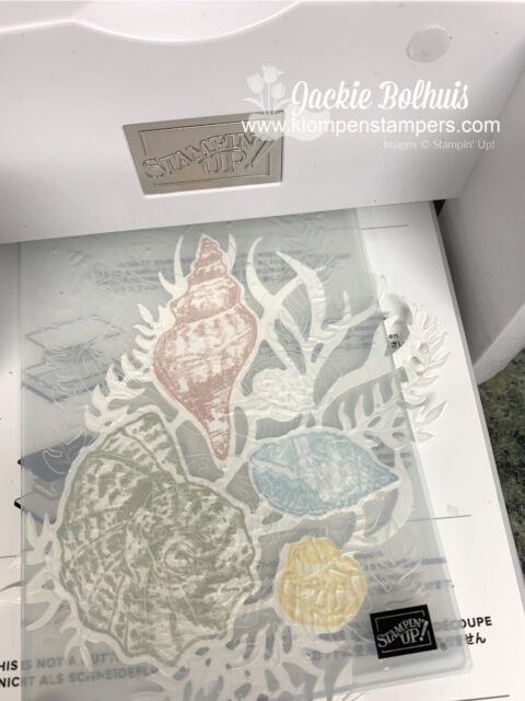 Step 3 of the best Stampin' Up! cards embosses the stamped die cut layer.
