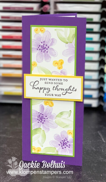 The 'Happy Thoughts' greeting is perfect for stamping cards in quick steps.