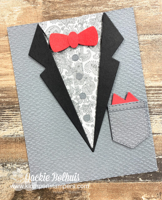 This snazzy card is perfect for men and features button down paisley shirt.