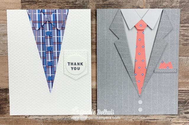 You can use your designer paper to create very different looks for your snazzy cards.